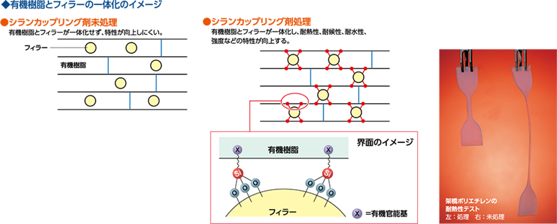 有機樹脂とフィラーの一体化のイメージ